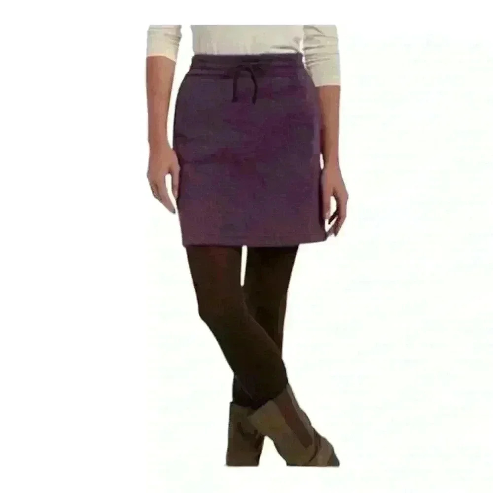 Woolrich BlackBerry Heather Doe Fleece Short Drawstring Skirt Size XS